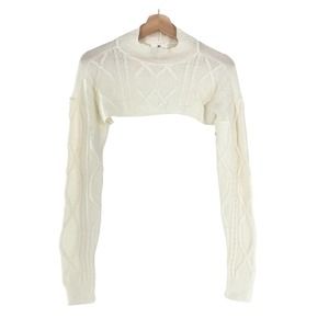 BP. Nordstrom Cable Knit Crop Sleeve Only Mock Neck Sweater